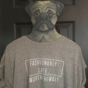 Women's 2x grey lightweight tee 52 cotton/36 poly